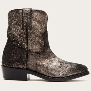Frye Billy Western Short Boots Metallic Gold NEW